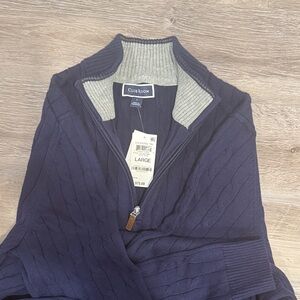Club Room Men's Dark Blue Zip-Up Sweater